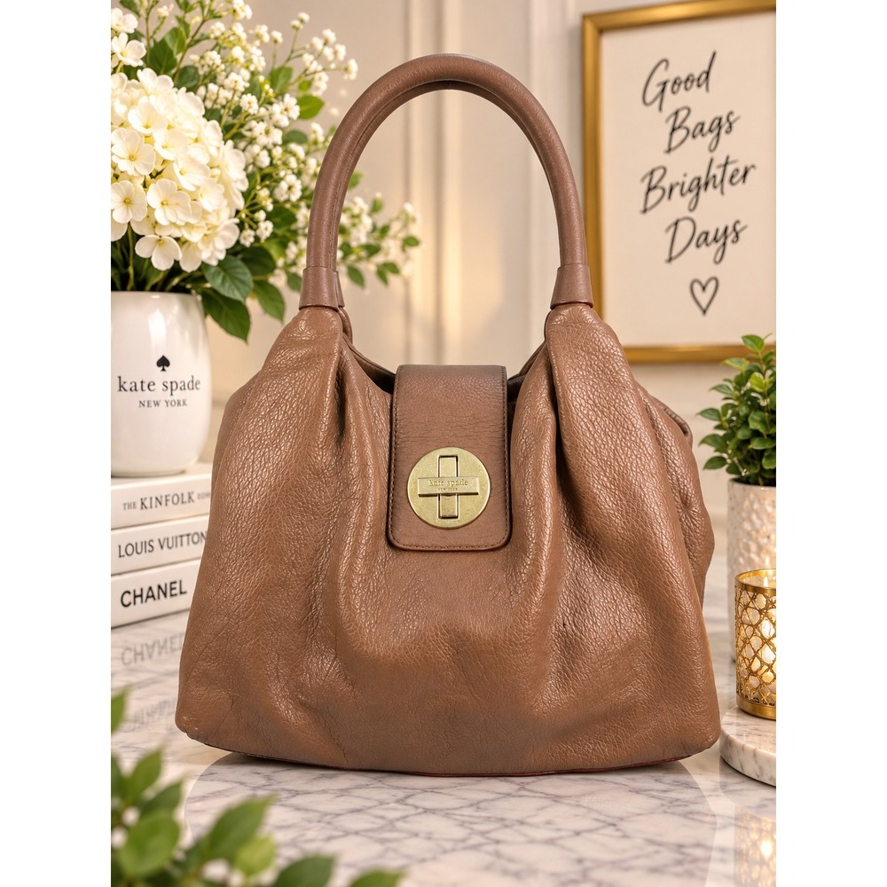 Kate Spade Bexley Stevie Brown Pebbled Leather Hobo Shoulder Bag PXRU1380